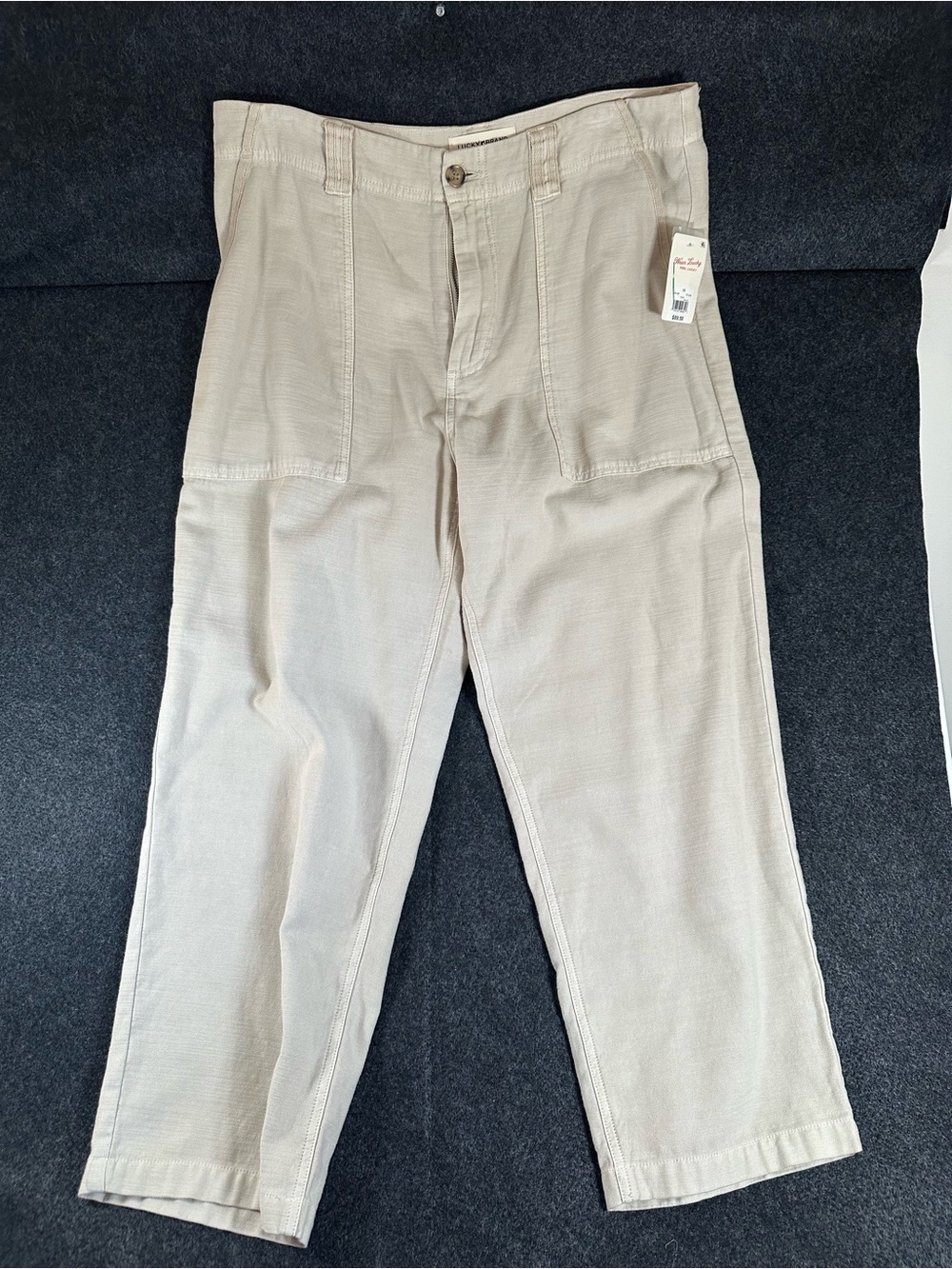 Lucky Brand The Cargo Pants Women Size 10 30 Beige Utility Wide Leg